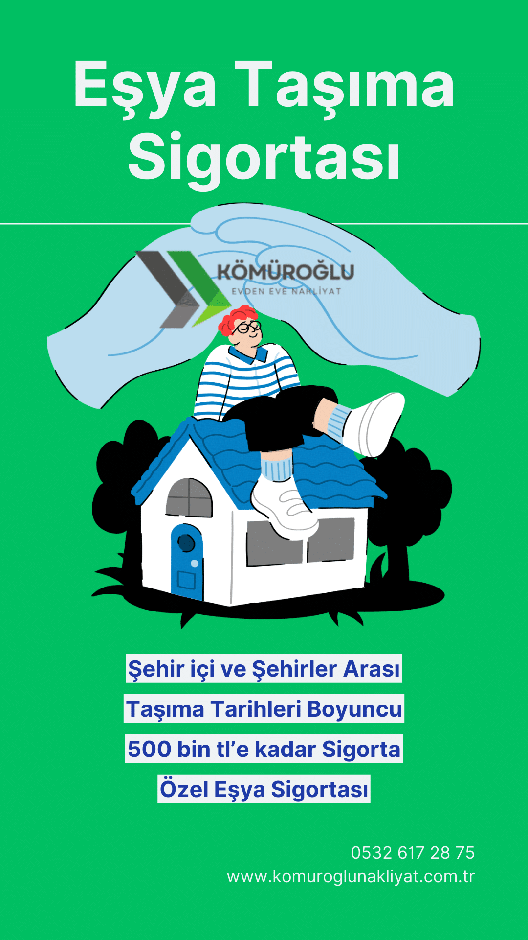 Mavi Minimalist Ev ve Esya Sigortasi Instagram Hikayesi